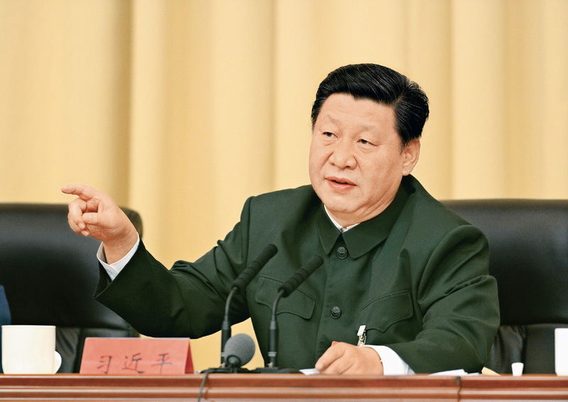 2014年10月30日,全军政治工作会议在福建省上杭县古田镇召开。这是10月31日,中共中央总书记、国家主席、中央军委主席习近平出席会议并发表重要讲话。 新华社记者 李刚/摄